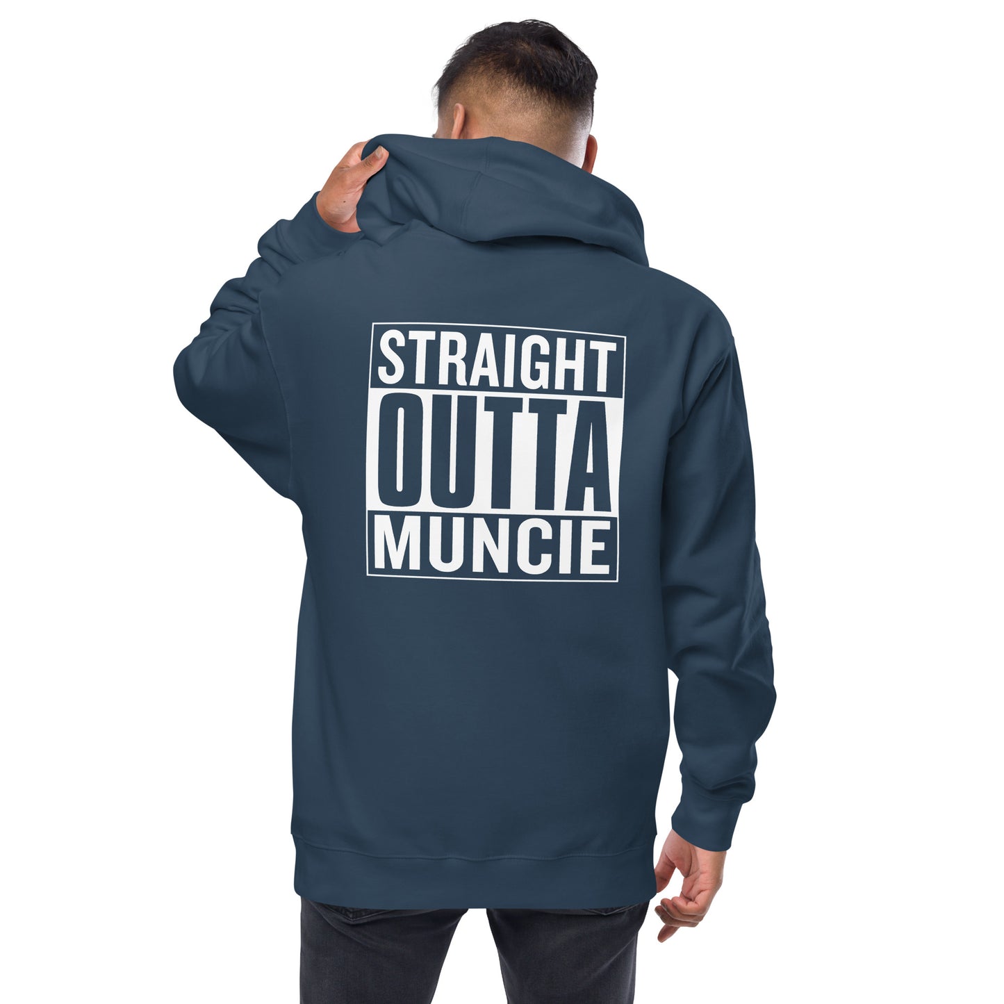 Straight Outta Muncie Unisex Fleece Zip Up Hoodie